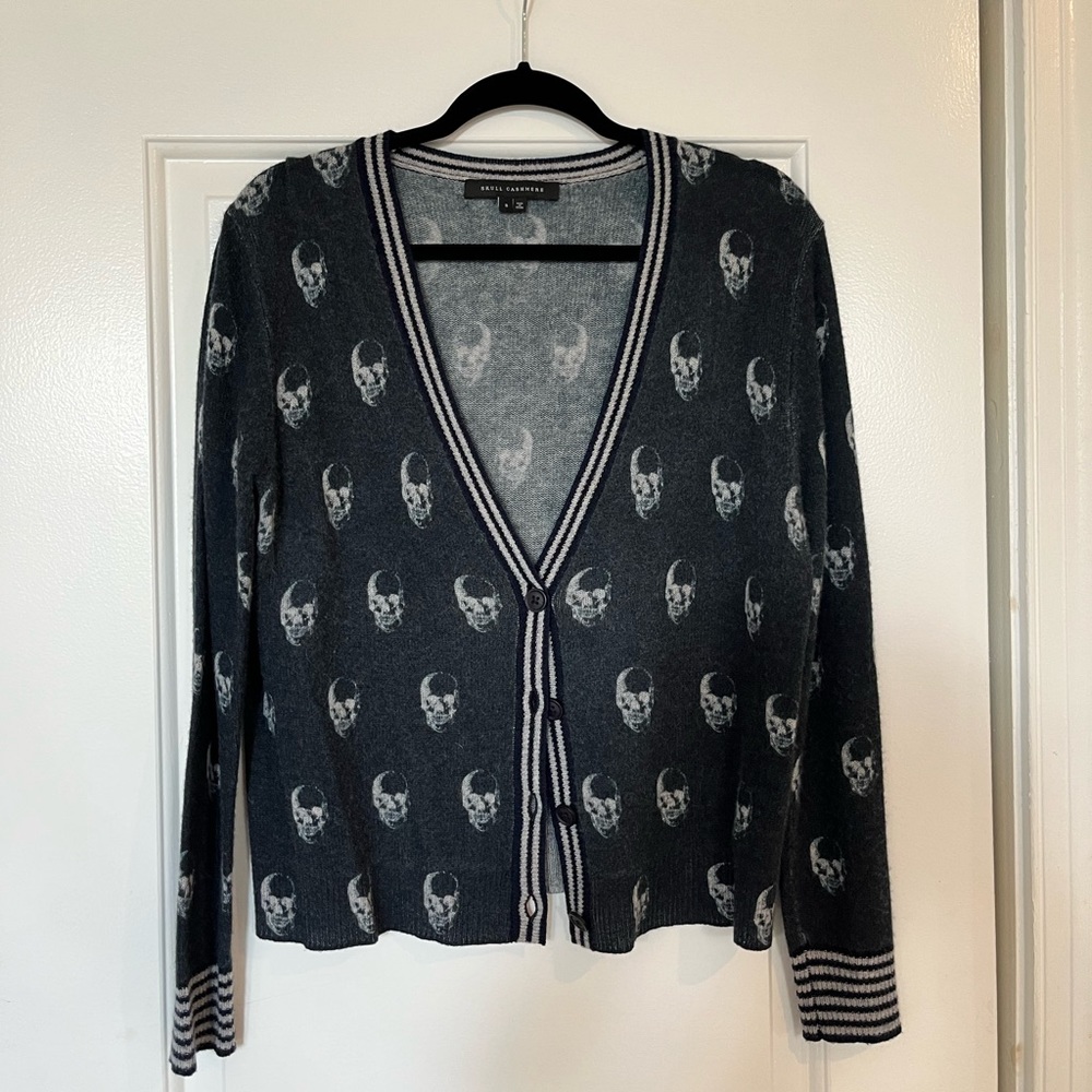 Skull cashmere blue cardigan- size S
